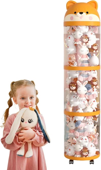 Knuffel Organizer - Speelgoed Opbergsysteem - Ruime Opslag - Schattige Toren Met Wieltjes - 118x27x27cm