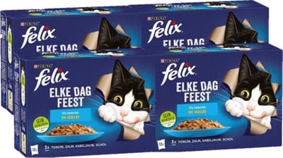 4x Felix - Elke Dag Feest Vis Selectie in Gelei - Kattenvoer - 12x85g