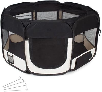 Topmast Puppyren  Puppytent Nylon Zwart Large Dia 128cm | Hoogte 61cm - Opvouwbaar