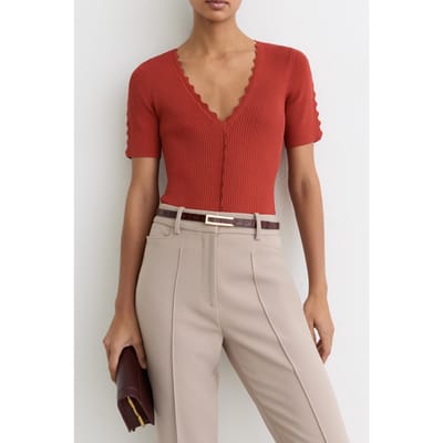 Reiss Scallop Edge Top Rust Red Maat: XS | Tops Outlet | Dames | Rood
