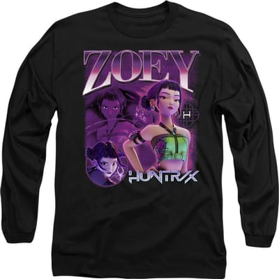 K-Pop Demon Hunters Unisex Volwassenen Huntr/X Zoey Lange Mouwen T-shirt (Zwart)