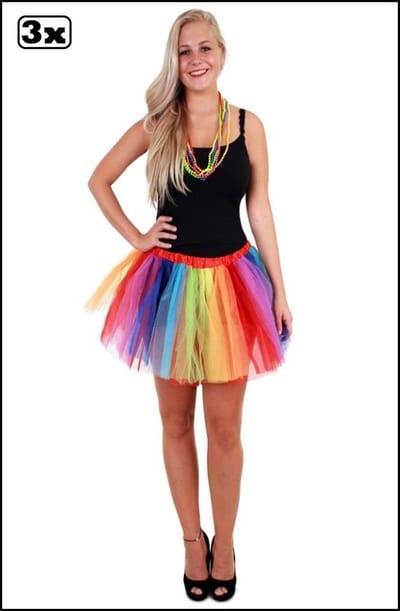 3x Tule rokje regenboog strepen dames one size