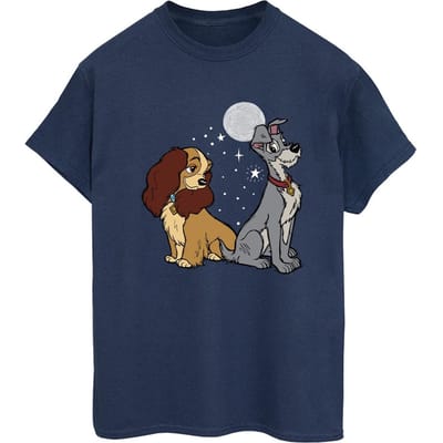Disney Dames/Dames Lady And The Tramp Maan Katoenen Vriendje T-shirt (Marineblauw)