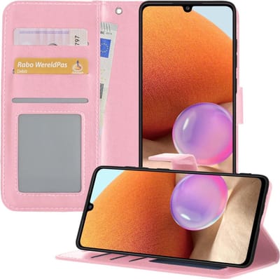 Hoesje - Geschikt voor Samsung Galaxy A32 4G - Luxe Bookcase - Walletcase Hoes - Portemonnee - Cover - Telefoonhoes - Lichtroze