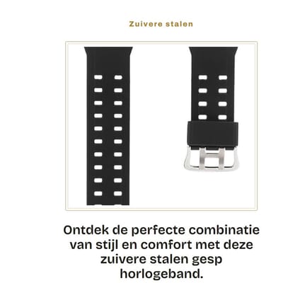 Dailygoods- Horlogeband Zwart - PU-Leren Band - Stalen Gesp - Comfortabel - Duurzaam - Geschikt voor Gw-9400 - Horlogeriem