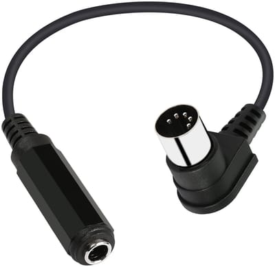 Adapterkabel DIN naar Jack - MIDI audiokabel - Muziekapparatuur verbinden - Haakse 90 graden stekker - 30 cm - Zwart