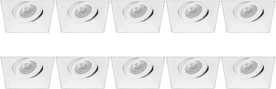 Spot Armatuur 10 Pack - Pragmi Nivas Pro - GU10 Inbouwspot - Vierkant - Wit - Aluminium - Trimless - Kantelbaar - 150mm