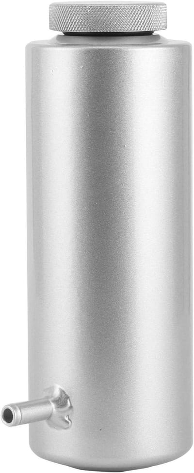 Naroote Overlooptank voor Radiateurkoelvloeistof, 800 Ml 27 Oz Aluminium Opvangbak met Vacuümklep, voor Alle Voertuigen (SILVER)