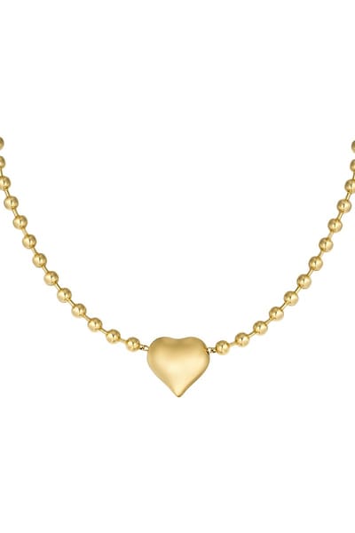 Dames ketting Big Heart goudkleurig - Grote hart hanger - Roestvrij staal - 45 cm - Ketting met hanger