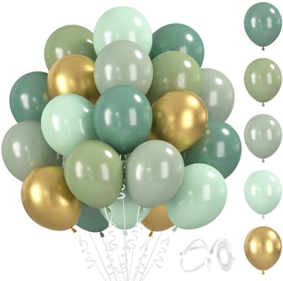 Ballonnen Set 60 Stuks - Groen/Goud - Latex Ballonnen 30 cm - Feestdecoratie - Verjaardag/Bruiloft - Hoogwaardig Materiaal - Feestballonnen