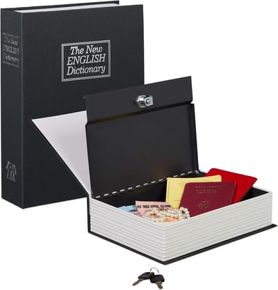 Dailygoods- Boek Safe - Verstevigd met Sleutels - Geldbox - Verstevigde Veiligheid - Voor Munten/Bankkaarten - Afmetingen 11,5 x 8 x 4,5 cm - Verstevigde Kluis