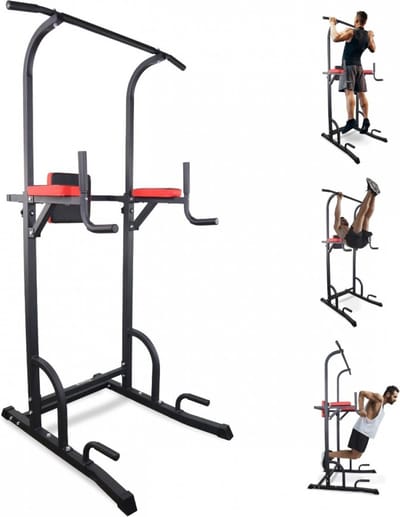 Mobiclinic MultiFit - Pull up station - Power Tower - Krachtstation - Dip station - Pull Up Bars - Fitness station - Verstelbare rugleuning - Stevig - Staal - Zwart