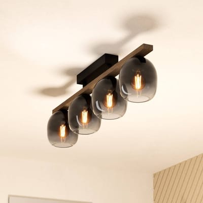 EGLO Filago plafondlamp, vier kappen van gerookt glas