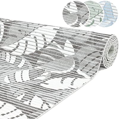 ANRO Badmat, zachte schuimmat, bad- en douchemat, antislip, badloper, palmblad, grijs, 100 x 65 cm