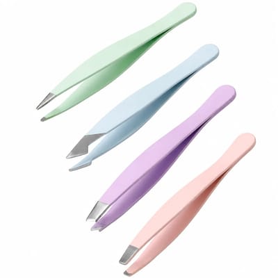 HEM Pincet Set 4 Stuks 6 cm – RVS Pincetten – Epileer Pincet Set – Precisie Pincet – Wenkbrauw Pincet – Assorti Kleuren – Inclusief HEM Microvezeldoekje
