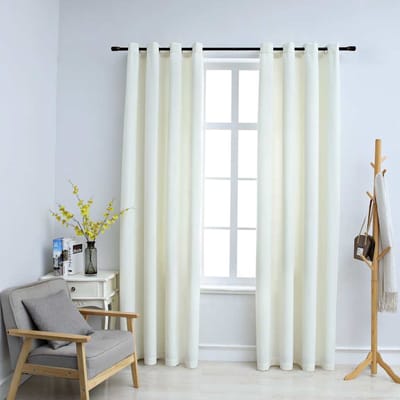 vidaXL - Gordijn - verduisterend - met - ringen - 2 - st - 140x175 - cm - fluweel - crème