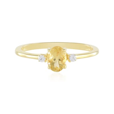 Cavill - Vergulde 925 Sterling Zilveren Ring met 0,61 ct Ovale Gele Beryl & Sprankelende Zirkonen - Tijdloze Elegantie Damesring 23x21 mm