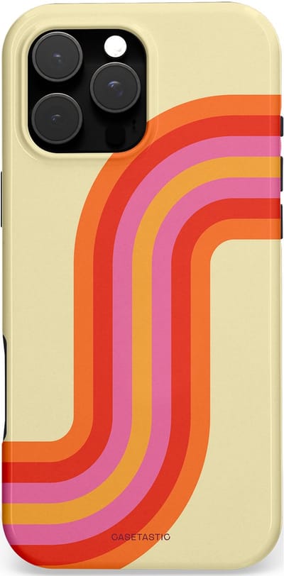 Casetastic hoesje geschikt voor Apple iPhone 16 Pro Max - MagSafe - Dubbellaagse bescherming - Retro bocht - Fashion Case - Zand Rood Oranje Roze