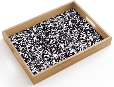 Dienblad hout 40x30 cm - Schootdienblad - Spat - Stippen - Zwart - Wit - Borrelplank rechthoek - Plateau dienbladen