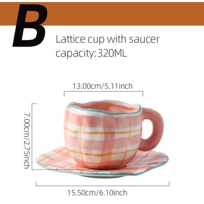 Tasse à café en céramique peinte à la main avec motif de fleurs, tasse de bureau à domicile avec soucoupe, tasse à poignée pour petit-déjeuner, lait, jus de thé, ensemble de verres cadeaux 200-400ml brown