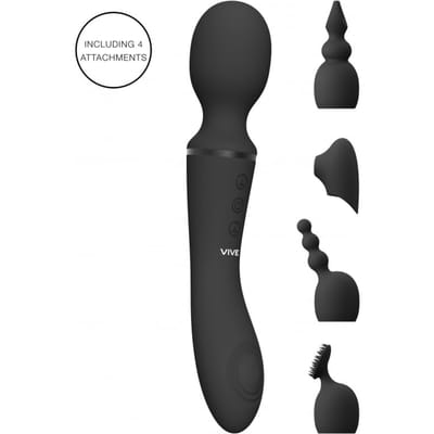 Vive Nami - Dubbelzijdige Wand en clitoris Vibrator - Zwart