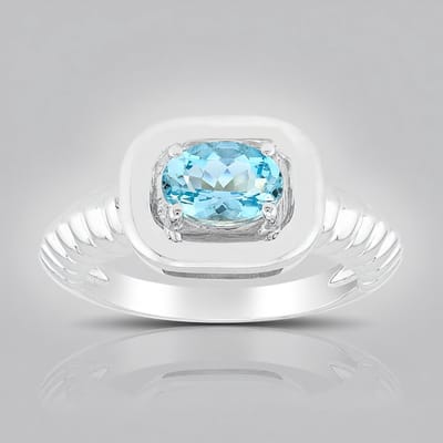 Cavill - Zilveren ring 925 sterling met 0,578 ct Mozambique aquamarijn - Ovale briljant slijpsel - Elegante blauwe edelsteen ring - Tijdloze sieraden