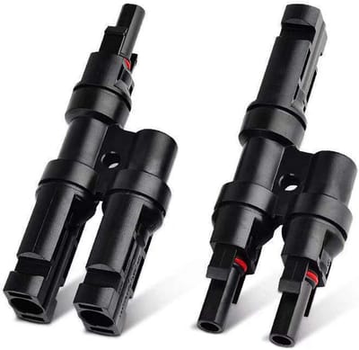 TOVBMUP 2 Stuks Y-Connector Mannelijk/Vrouwelijk - T-Type Solarstekker - 109x40mm - Veilig en Gemakkelijk Gebruik - Geschikt voor Meeste Zonnepaneel Kabels - Kunststof - Solar Photovoltaic Aansluiting