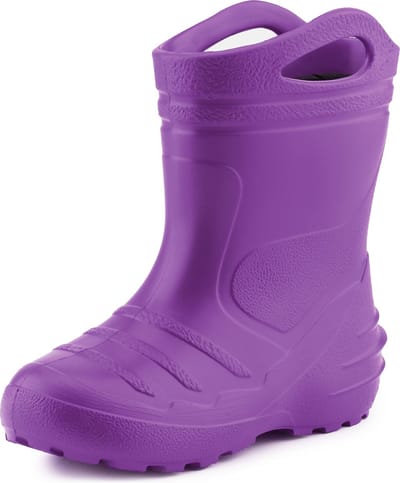 Ladeheid LA-KL-051 Kinder Regenlaarzen - Rubber - met Binnenschoen en Grepen - Waterdicht - EVA - Wasbare Binnenschoen – Violet – 31