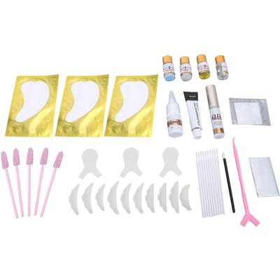 Kit de Permanente et Teinture de Cils Polyvalent avec Kit de Teinture pour Sourcils pour Salon et Usage Domestique Noir noir