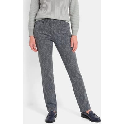 Broek LOUISA met bloemenmotief in dezelfde tint - grijs / gedess. - Gr. 19 van Goldner Fashion