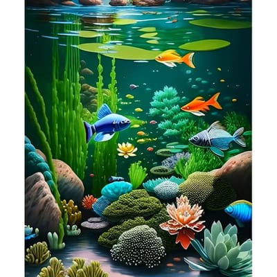 40x30cm Diamond Painting gekleurde vissen (vierkant) nr 160