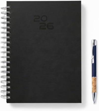 Agenda 2025 Dagplanner A5 - Dag Per Pagina - Spiraalbinding - Zwart - 12 Maanden