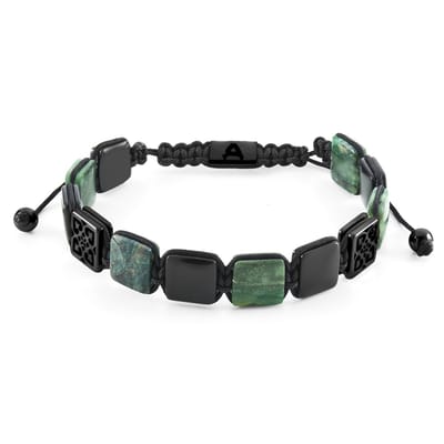 Elysian | Armband met Platte Zwarte Onyx en Groene Tijgeroog Kralen