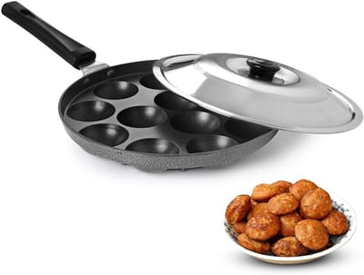 Appam Pan - Appam Maker - Koekjes Bakken - Antiaanbaklaag - 12 Holtes - Grijs
