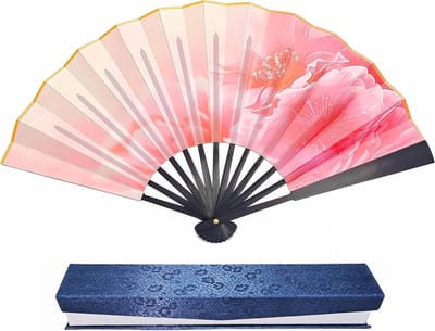 Opvouwbare handventilator in Chinese stijl - Elegante papieren ventilator met bamboe en gouden details