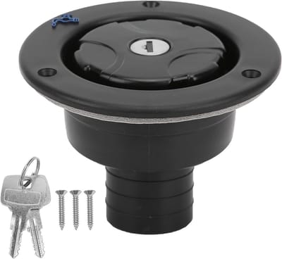 Zwarte Waterinlaat met 2 Sleutels en Vergrendelbare Waterkap, ABS Levensbestendige Inlaat voor Caravan, Camper en Boot