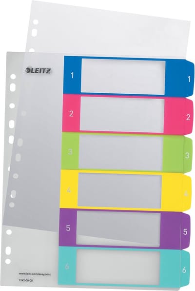 Tabblad leitz wow index print pp a4+ 1-6 - 20 stuks