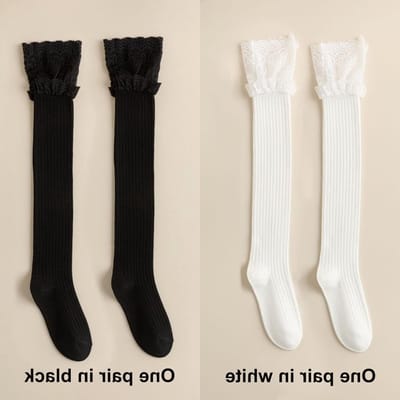 2 Paar Dames Overknee Kousen met Sexy Openwerk Lace, Knitted Knie Kousen voor Comfort en Stijl, Perfect voor Dagelijks Gebruik en Mode Accessoires