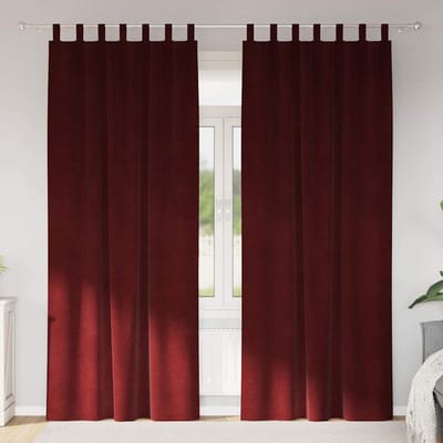 vidaXL - Zwarte - Gordijnen - met - Hengende - Lussen - 2 - stuks - Wijnrood - Velvet