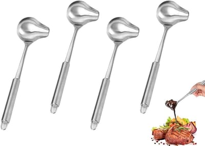 RVS Soeplepel Set van 4 Stuks, 30.2 cm, Ideaal voor Soepen, Sauzen en Dressings