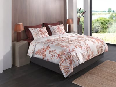 Heckettlane Dekbedovertrek Ceyda - Dekbed met instopstrook - Wit - Dekbedovertrek van 100% Katoen-Satijn - Bloemen - 140x200-220 cm + 1 sloop 60/70 cm - Alaçati
