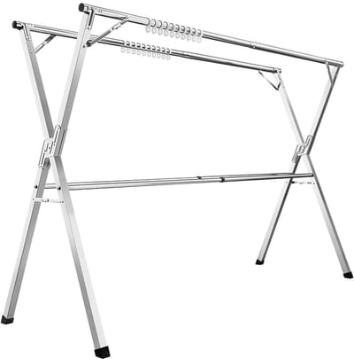 Uitschuifbaar Droogrek - Wasrek - Kledingluchter - Roestvrij staal - 66cm x (133-200cm) x 130cm