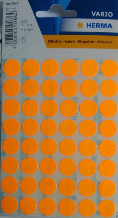 Herma 1864 Etiket Rond 12mm Fluor-Oranje