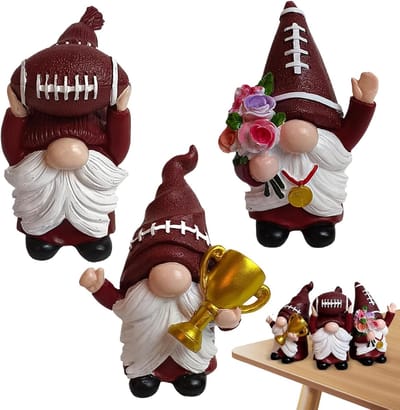 Kabouter Beeldjes - Voetbal Gnomes - Binnen Decoratie - Set van Drie - Tot 10cm Hoog