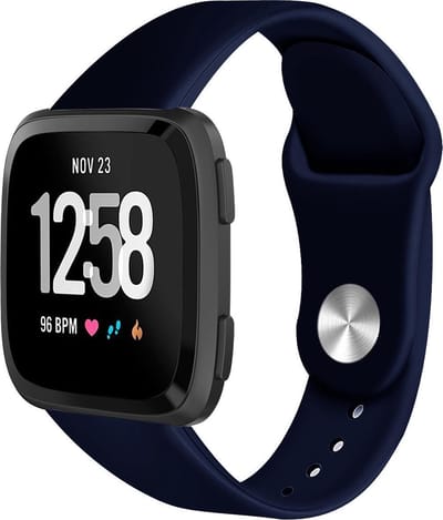 123watches siliconen sport band - marine blauw - SM - Geschikt voor Fitbit Versa 1 & 2 / Lite