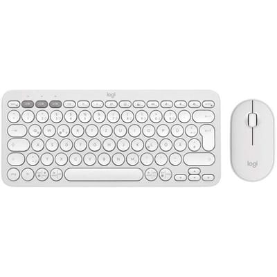 Logitech Pebble 2 Combo Set met toetsenbord en muis Draadloos Optisch Wit 3 Toetsen