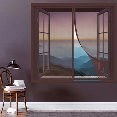 Raamhor - Horren voor ramen - Insecten buiten houden - Automatisch sluitend - 140x70 cm - Bruin