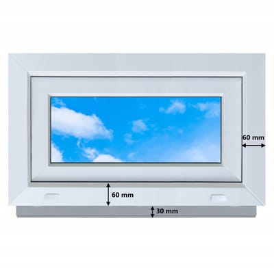 Wit PVC-raam, kantelbaar, 70x40, nieuw, 700x400, kantelbaar vanaf de bovenkant, dubbel glas