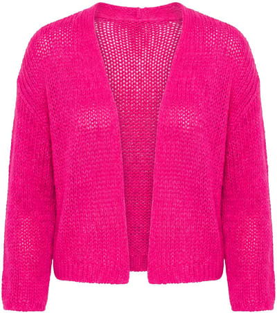 Angel of Style - Dames - Jas met opengewerkt breisel oversized open silhouet - Hibiscusrood - Maat 54+