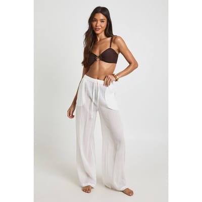 boohoo Dames Strandbroek Met Schelpenversiering | Ecru | Maat: Small